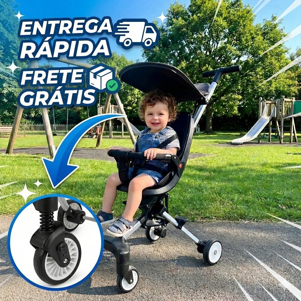 Carrinho de Bebe para Passeio com Assento Giratorio e Dobravel Design Compacto - DMT6831