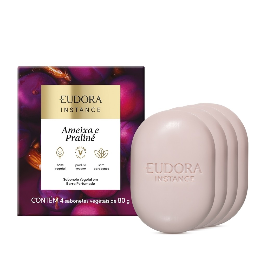 Eudora Instance Sabonete Vegetal em Barra Perfumado Ameixa e Praliné 4x80g