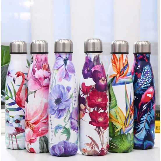 Garrafa Térmica em Aço Inox Estampada Floral 500ml – Academia & Fitness Estampada ENVIO IMEDIATO em Oferta na Shopee