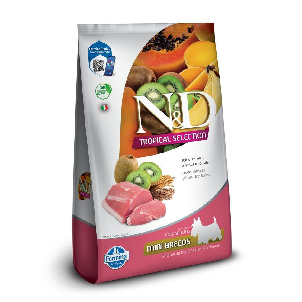 N&D Tropical para Cães Adultos de Raças Mini e Pequenas Sabor Suíno, Cereais e Frutas Tropicais 2,5Kg em Oferta na Shopee