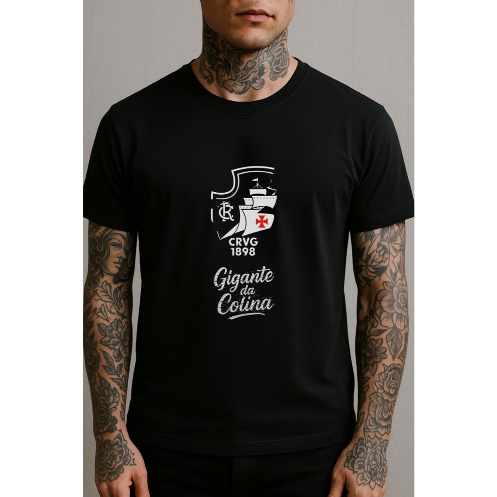 Top Camiseta Blusa Time Vasco da Gama Torcedor Gigante da Colina Estampado Personalizado 100% Algodão Rapida