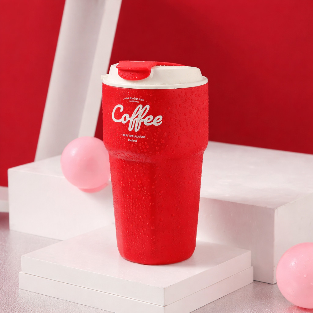 Copo Térmico Coffee 420ml de Inox 304 - Vermelho - Garrafa Água Café Chá - Viagem