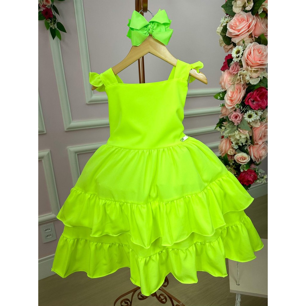 Vestido Banana Club Mariana Modinha Verde Neon