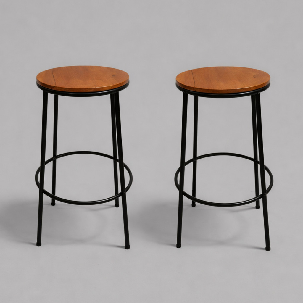 Kit 2 Banqueta Industrial  Alta Redonda Estilo Banco Casa Bancada Cozinha Mesa Festa  Promoção