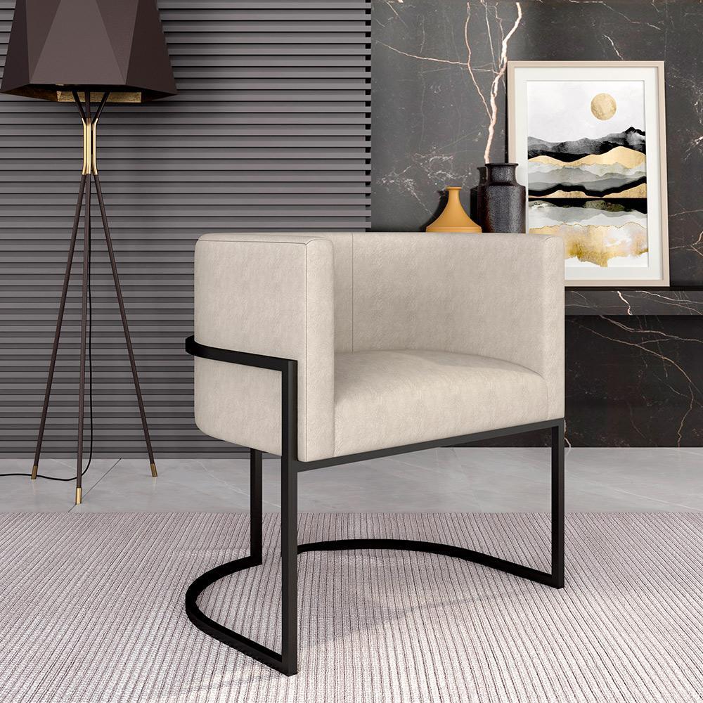 Poltrona Estofada Oregon Preto Fosco/suede Bege - M. Arapongas em Oferta na Shopee