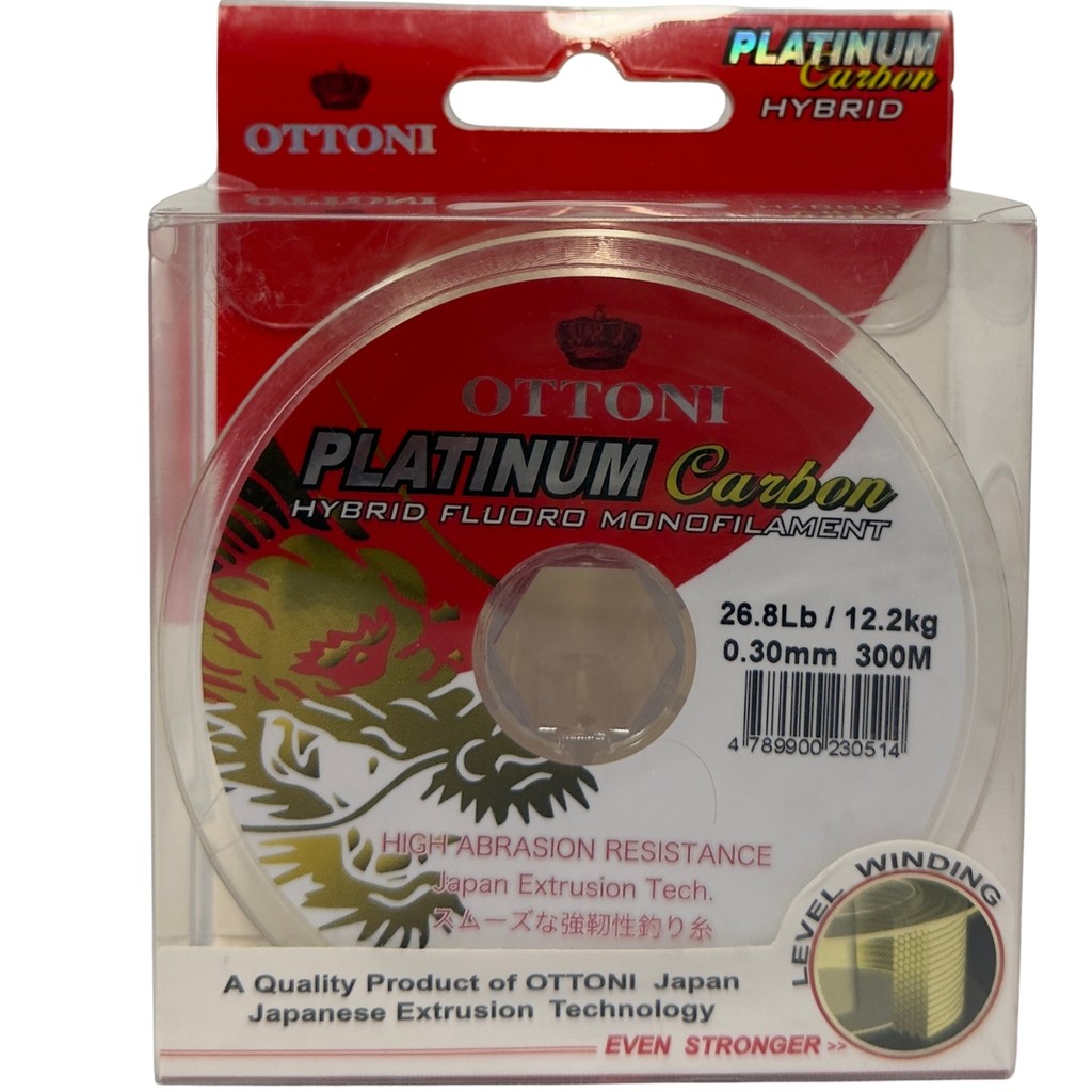 Linha Pesca Ottoni Platinum 0,30mm 300m 12,2kg Fluoro carbon Monofilamento