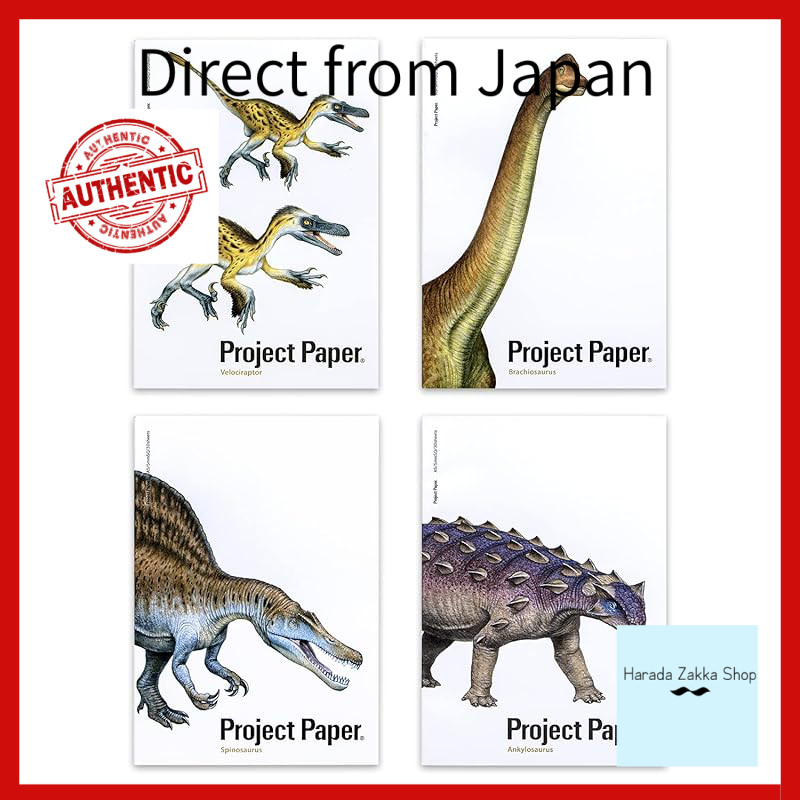 Okina Note Dinosaur Note A5 Size 5mm Grid 4 Books Set AZPN40[Direct from Japan]
