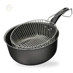 Panela Fritadeira 20 cm 5 Camadas de Antiaderente com Cesto Telado Escorredor Cor Grafite