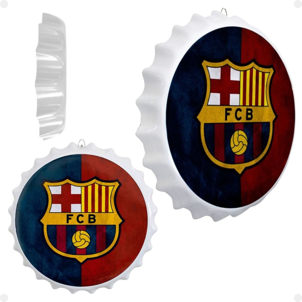 Placa Decorativa Tampa Garrafa Barcelona 27cm Time Futebol Barcelona