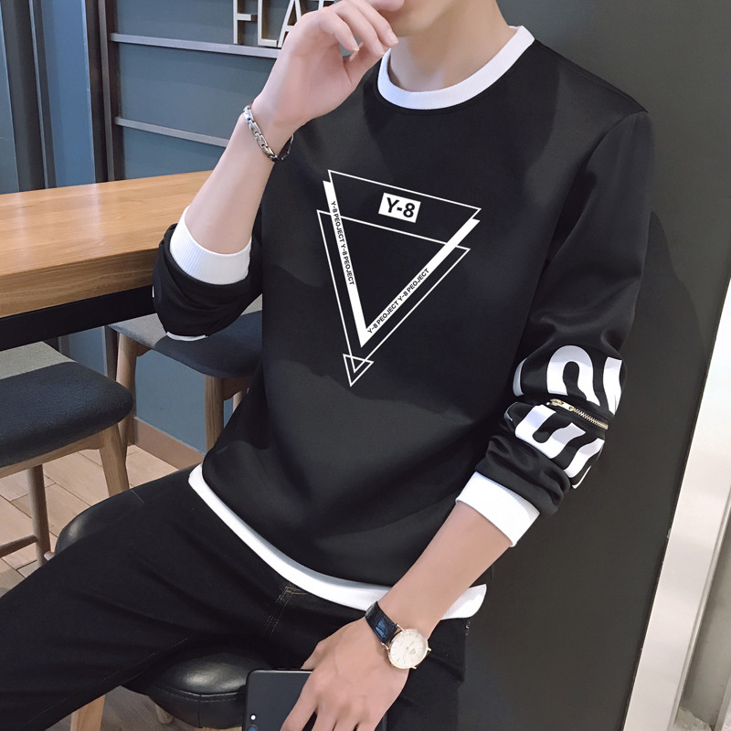 Primavera outono 2026 novo estilo roupas de outono juventude manga comprida camiseta primavera moletom masculino roupas 