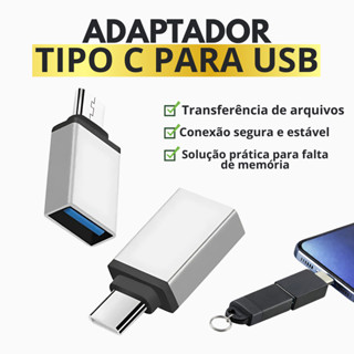 Adaptador Tipo C OTG P/ USB 3.0 Prata Compativel com Pendrive, Mouse,Teclado e Mais /Celular Android em Oferta na Shopee