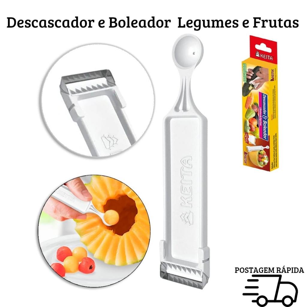 Descascador De Legumes e Boleador de Legumes e Frutas Aço Inox 2 Em 1 Keita