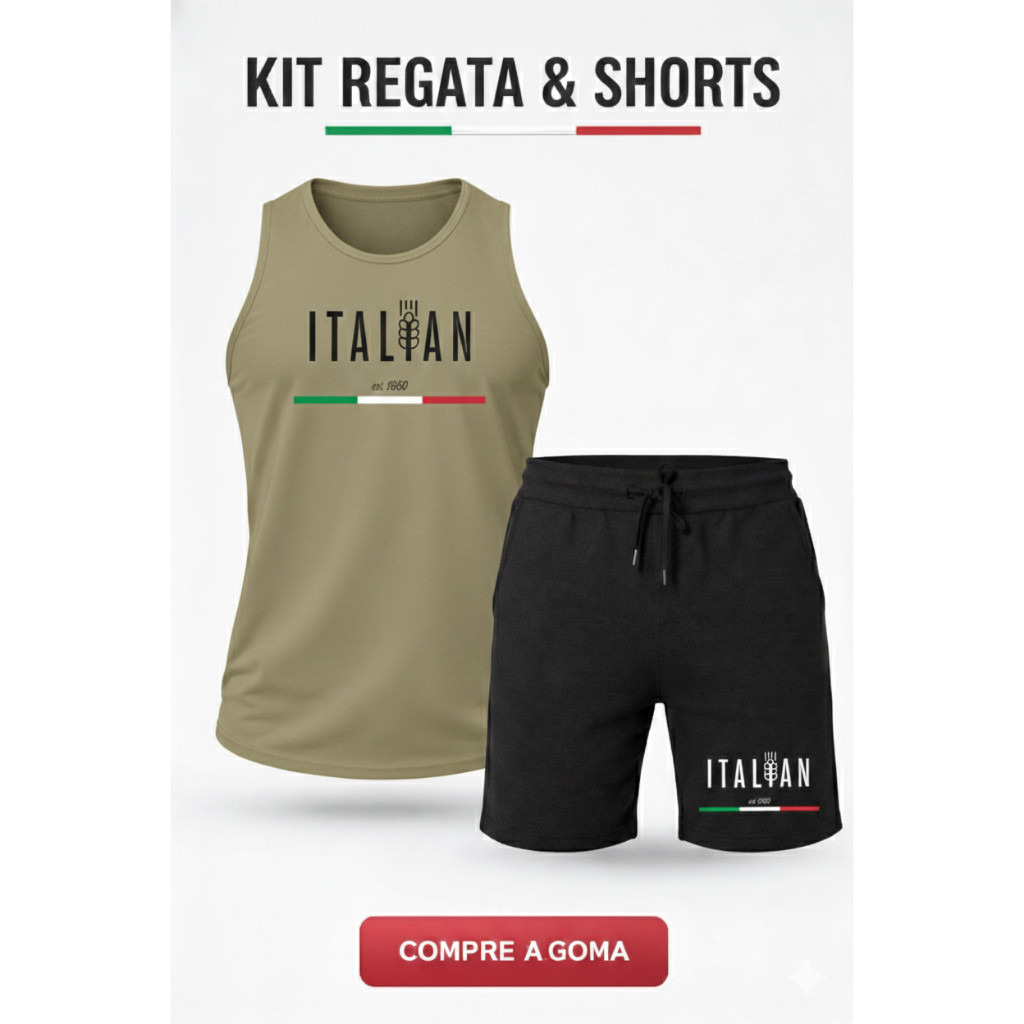 Kit Conjunto Lançamento Italian Regata e Bermuda Moletom PREMIUM Confortável Toque Macio Envio Imediato