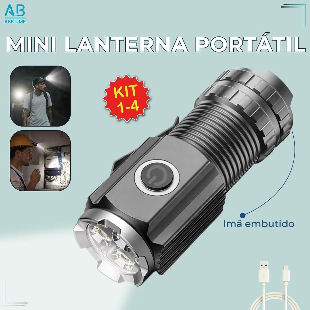 Mini Lanterna Portátil Led Imã embutido alta potência carregador USB Bivolt em Oferta na Shopee