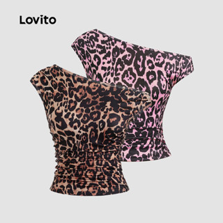 Lovito Regata Elegante Animal Assimétrica Ombro Frio Padrão Regata Para Mulheres L105MD274 em Oferta na Shopee