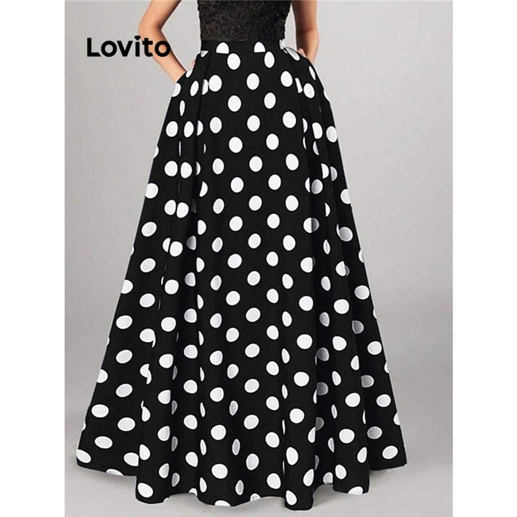 Lovito Saias Boho Saia De Bolinhas Pom Para Mulheres LNL69117 em Oferta na Shopee