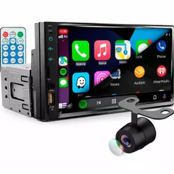 Central Multimídia Mp5 1Din 2Din 7 Carplay Android Auto Espelhamento USB Bluetooth Câmera de Ré