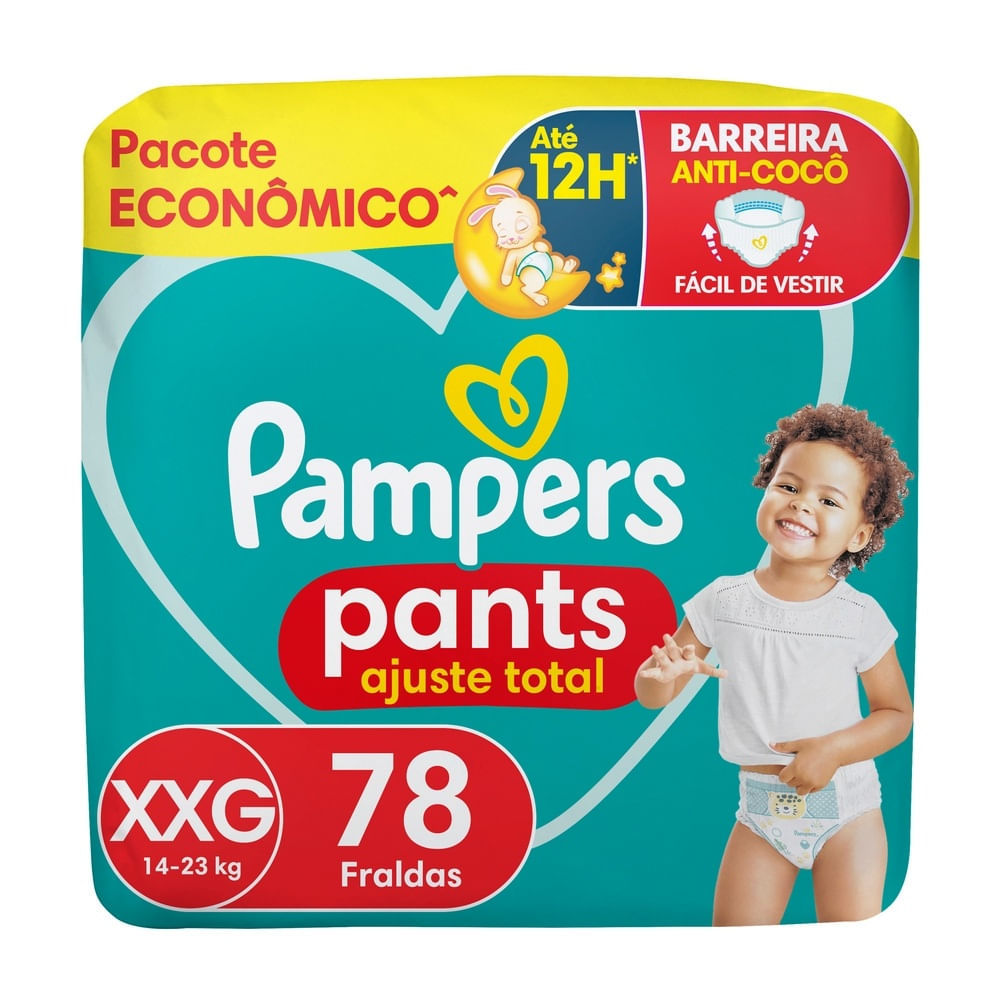 Fralda Pampers Pants Ajuste Total Tamanho XXG com 78 Unidades Descartáveis