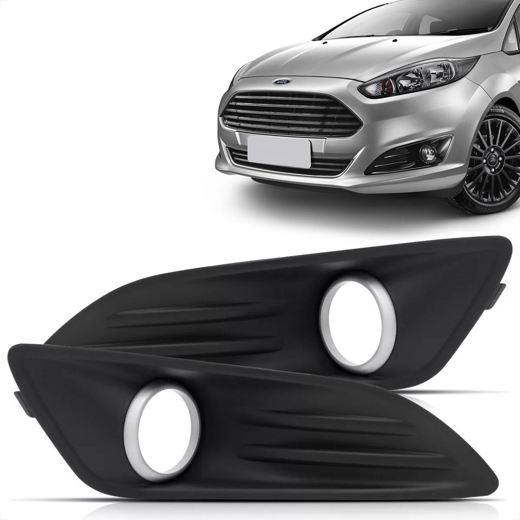 Par Grade Farol De Milha New Fiesta 2014 2015 2016 2017 Aro Prata