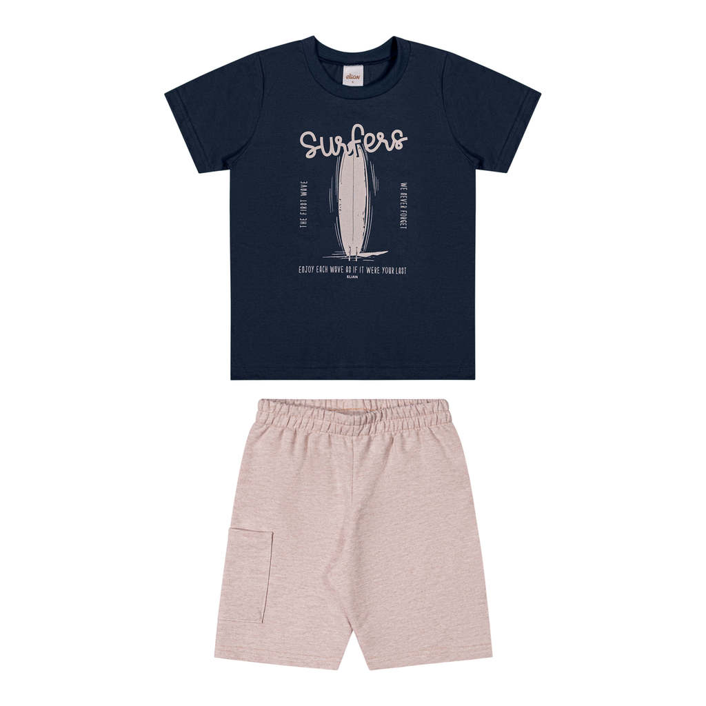 Conjunto Infantil Menino Manga Curta Surfers Elian Azul