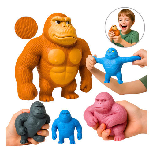 Gorila Indestrutível Boneco Médio Macaco Kong Estica Esmaga 13 cm