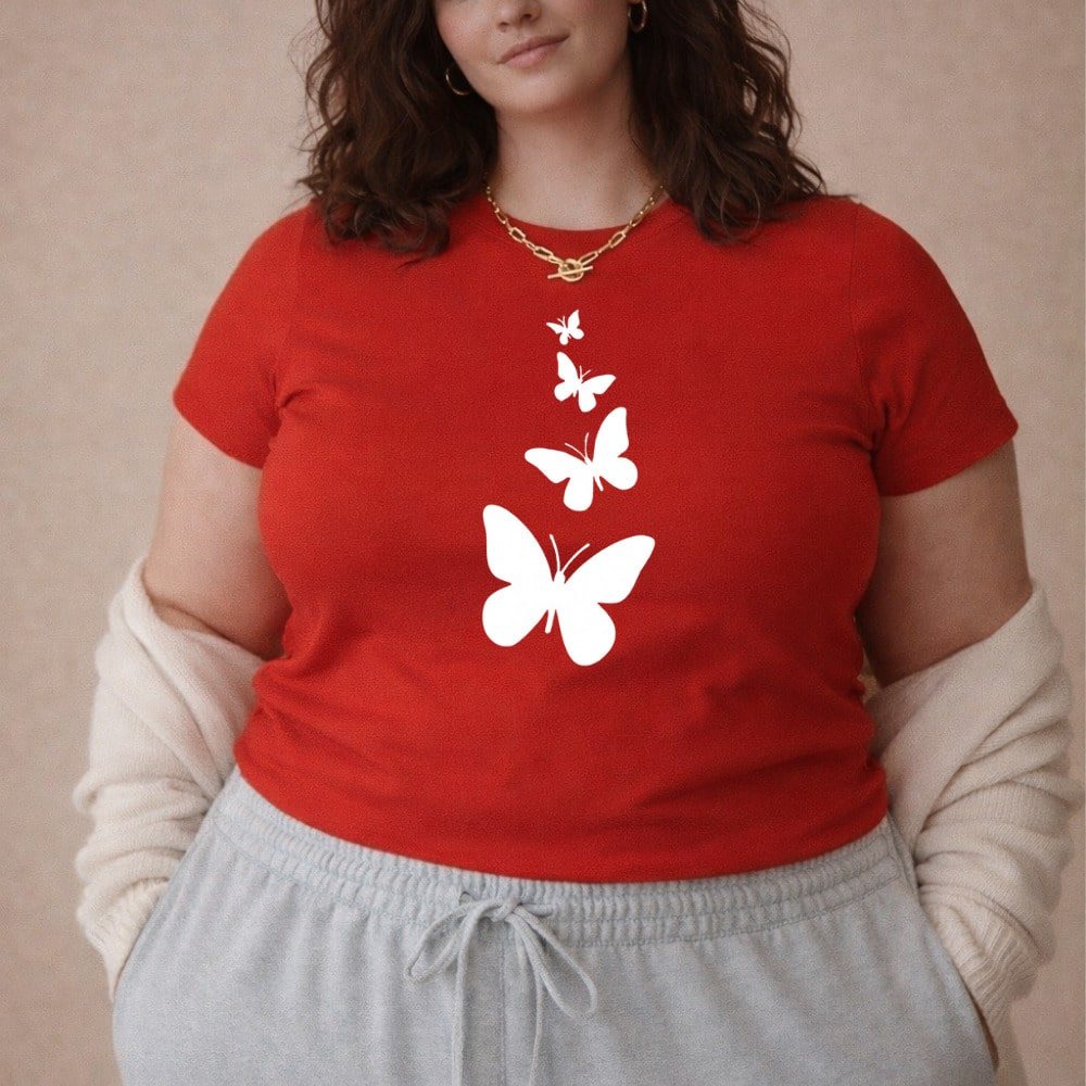 Camiseta Feminina Plus Size Básica 100% Algodão Estampada Premium Tamanho Grande T-Shirt Casual DTF