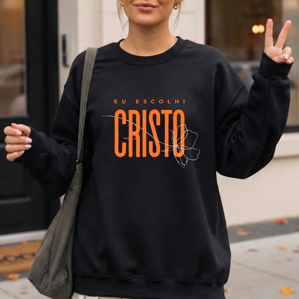 Moletom Careca Unissex Arte Religiosa Eu Escolhi Cristo