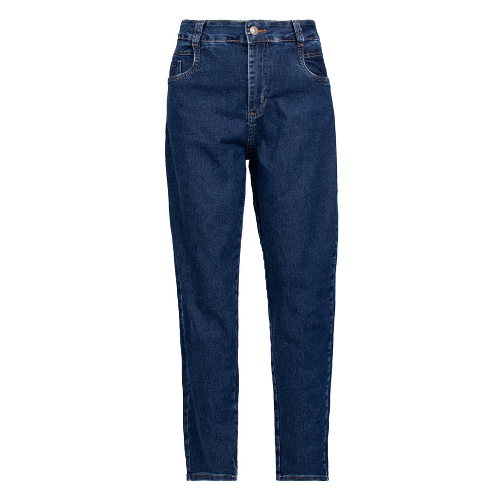 Calça Jeans Feminina Sawary Mom Clássica Azul Escuro em Oferta na Shopee