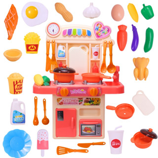 Kit Mini Cozinha Fogão Solta Água e Som Rosa 33 pçs Castela em Oferta na Shopee