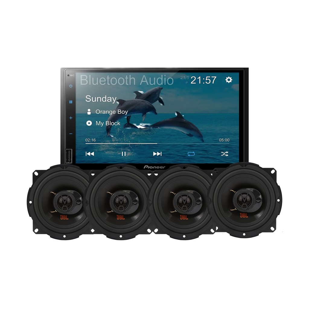 Central Multimidia Pioneer DMH 145BR Golfinho + 4 Alto Falante Jbl Flex 5 Polegadas 5trfx55