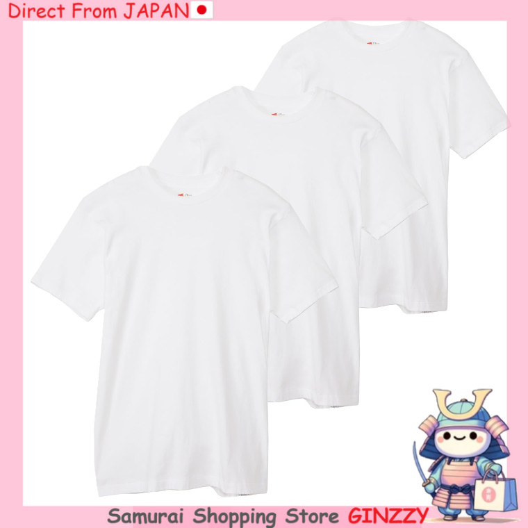 Camiseta Hanes (Pacote com 3) Rótulo Ouro 100% Algodão Premium Gola Redonda Manga Curta Branca Japan