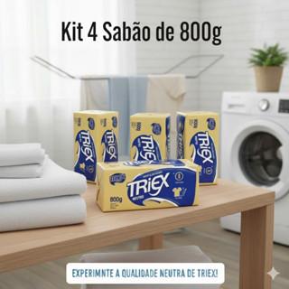 Kit Sabão em Barra Neutro Triex 800g - Promoção 1, 2 ou 4 Unid Limpeza Geral em Oferta na Shopee