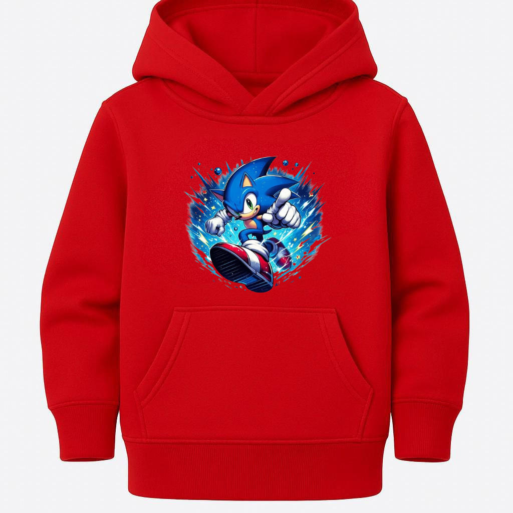 Blusa de Moletom Infantil Masculino Flanelado Estampado Sonic Canguru Capuz Leve 2025