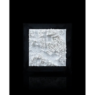 Quadro Em Relevo 3d - Mapa Topográfico Urbano (branco)