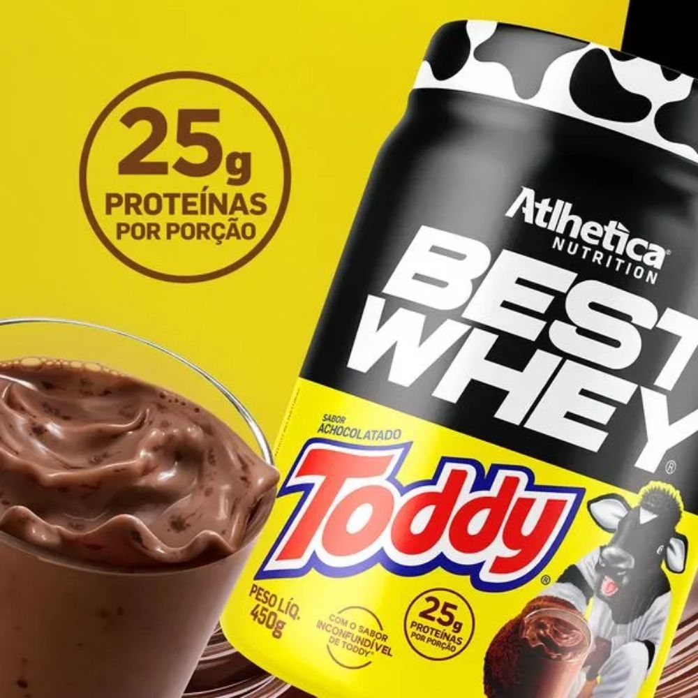 Best Whey Atlhetica Nutrition Sabor Achocolato Toddy 25g de Proteína 450g