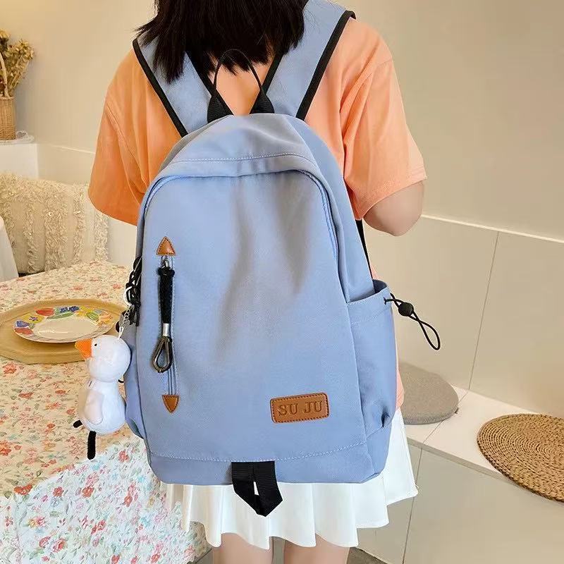 Mochila Minimalista De Nylon Unissex Leve Estilo Coreano Casual Escola Universitário X032 TM