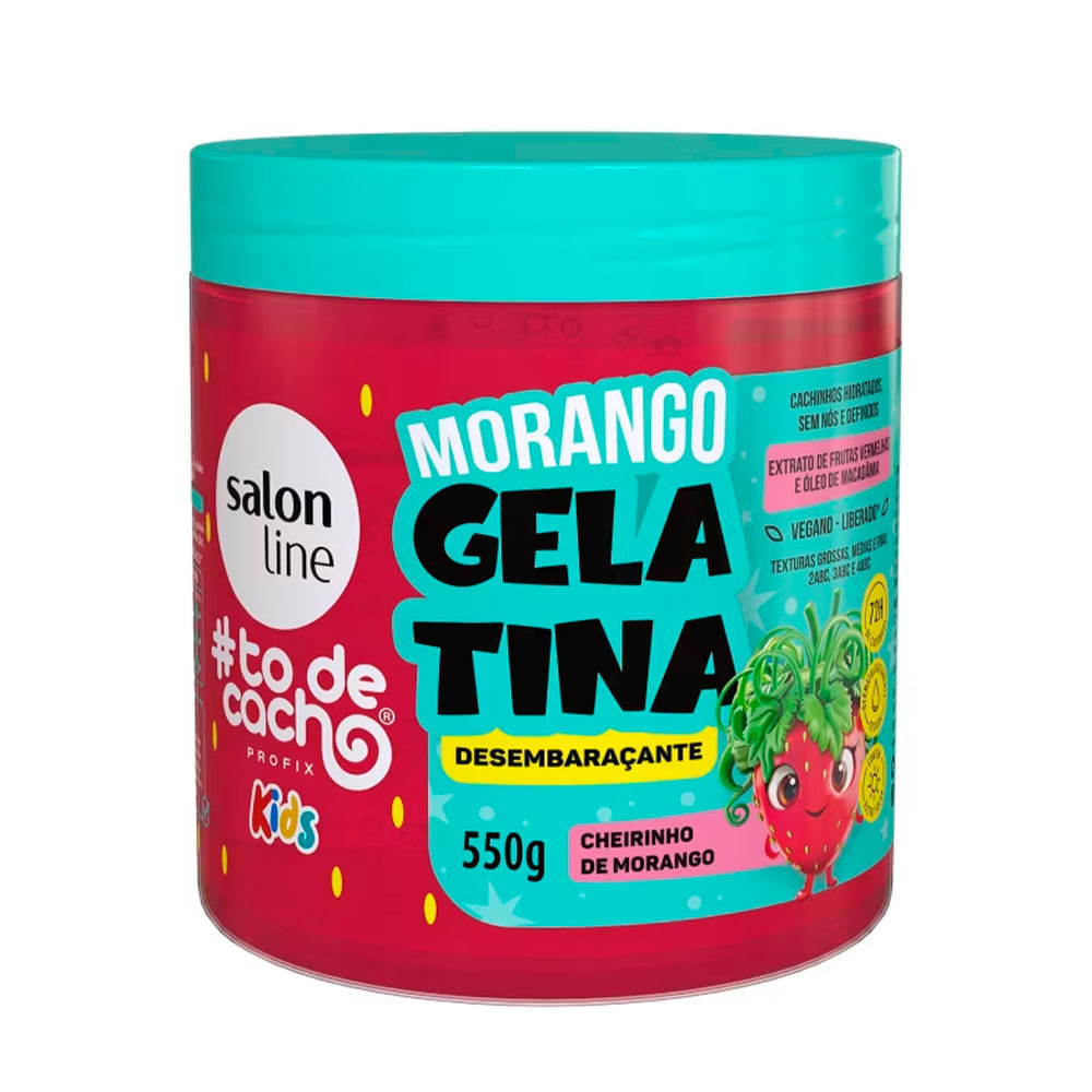 Gelatina Salon Line Morango #todecacho Kids Desembaraçante 550g em Oferta na Shopee
