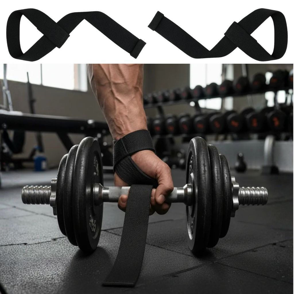 Kit 2 Fitas Strap Academia Alta Resistência Antiderrapante Musculação Treino Pesado