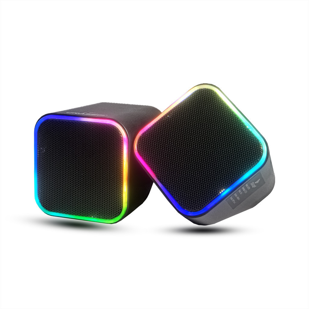 Caixa De Som Estéreo 2.0 RGB 6W RMS Som Claro Nítido Profundo USB E P2 Plug & Play