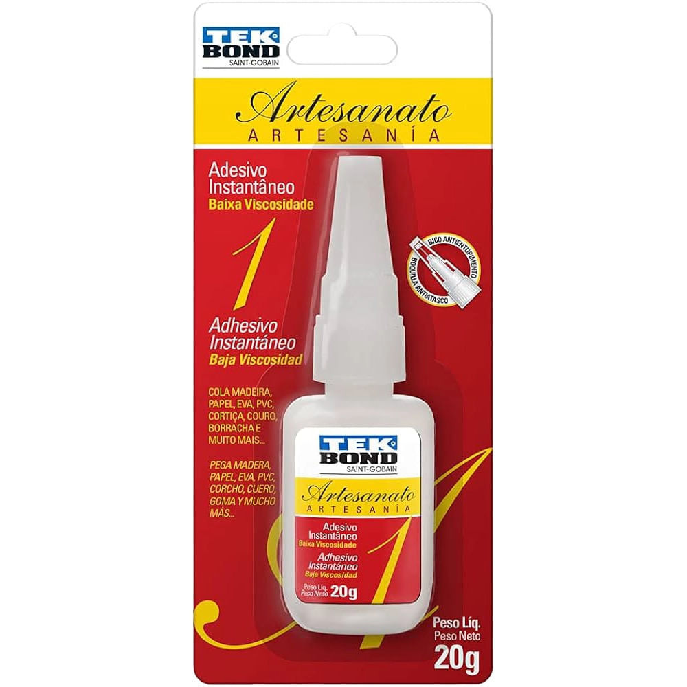 Cola Adesiva Instântanea para Artesanato Tekbond Saint-Gobain N° 1 20g em Oferta na Shopee