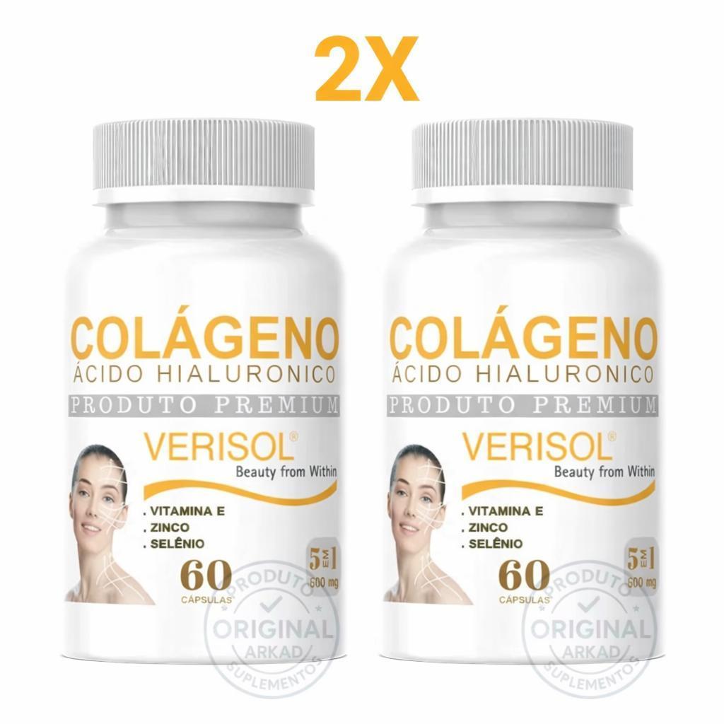 Kit 2 Colágeno Hidrolisado Verisol Premium Original com Vitamina C - 120 Cápsulas - Arkad Suplementos - Envio Rápido em Oferta na Shopee