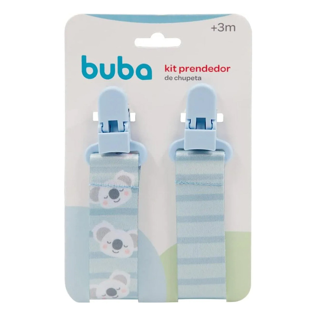 Kit 2 Prendedores de Chupeta Buba Com Clip Trava Coala Azul em Oferta na Shopee