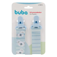 Kit 2 Prendedores de Chupeta Buba Com Clip Trava Coala Azul