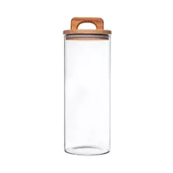 Porta Mantimento de Vidro Borossilicato 1700ml com Tampa de Acácia Wolff para Grãos Cereais Café Açúcar Massas Cozinha
