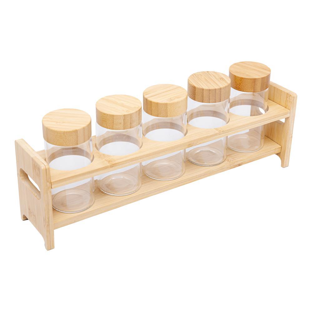 5 Porta Temperos de Vidro Borossilicato com Tampa e Suporte em Oferta na Shopee
