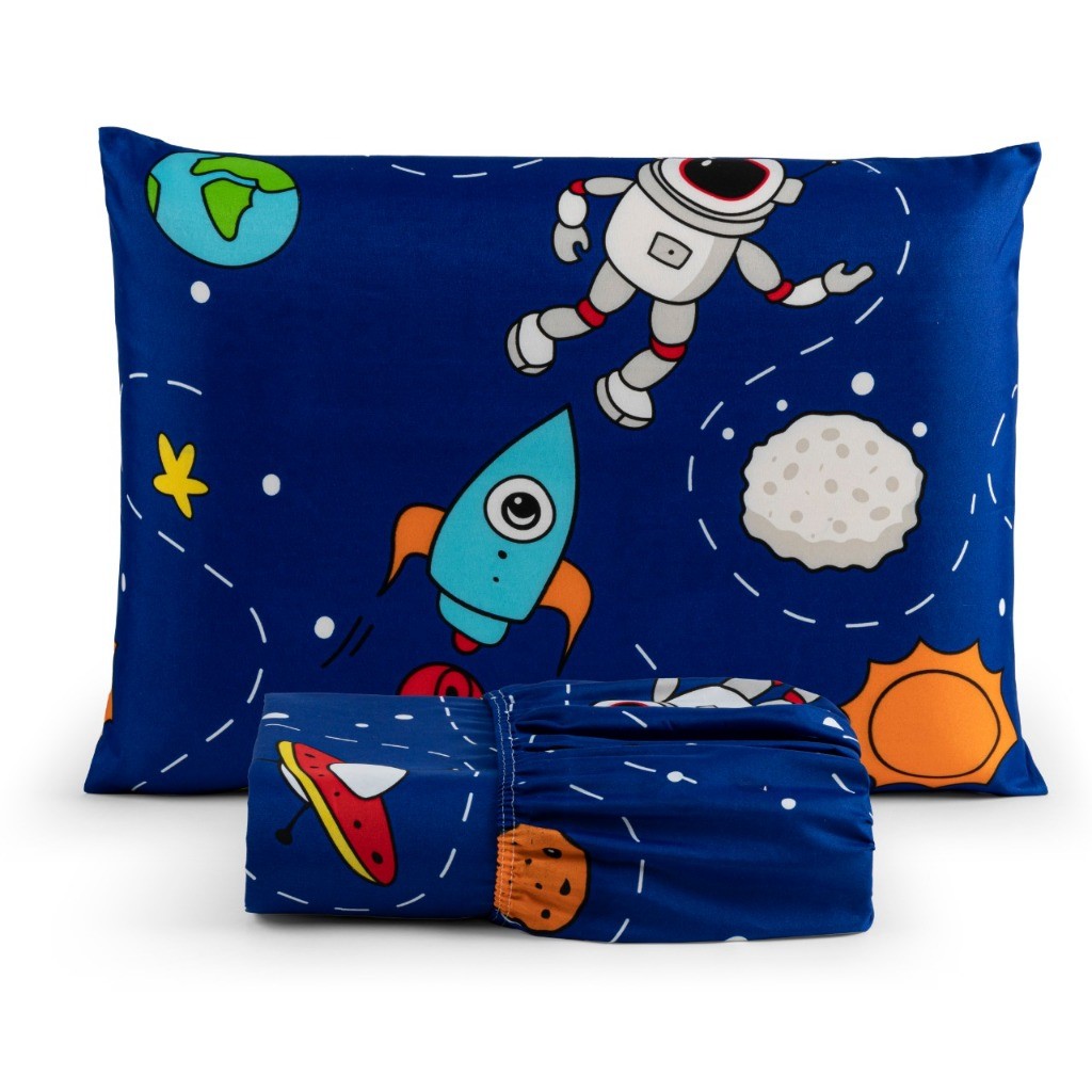 Jogo de Lençol Solteiro 2 Peças 200 Fios Infantil Cama Box Estampado Elástico Toque Macio