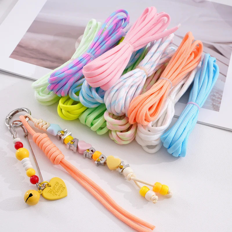 2 Metros 4mm Colorido Luminoso Corda De Náilon 7 Fios Trançado Brilho No Escuro DIY Pulseira Chaveiro Acessórios De Cost