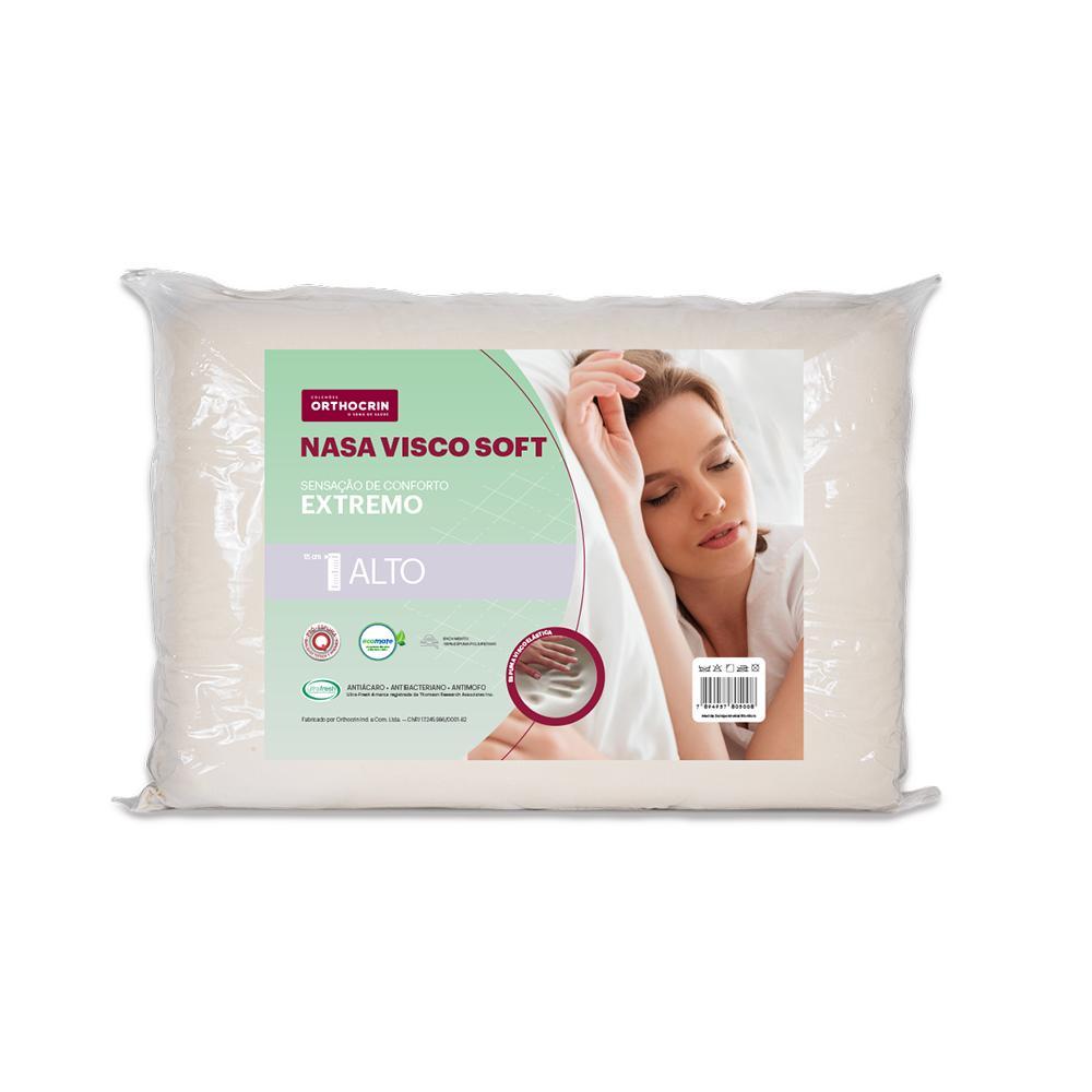 ENVIO IMEDIATO - Travesseiro Alto Espuma da NASA Orthocrin Visco Soft - 48x68x15