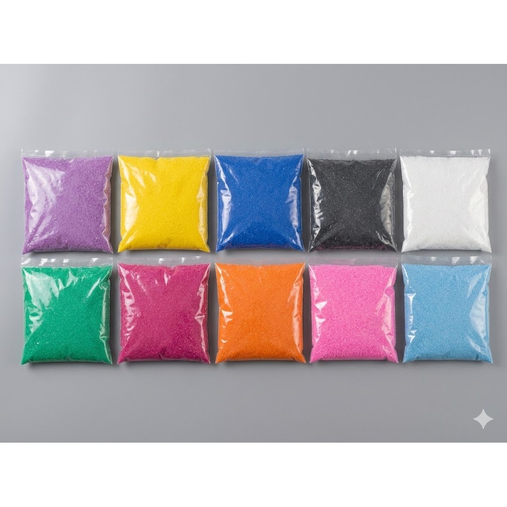 Areia de Quartzo 500g Colorida Para Uso Escolar, Artesanato e Terrários