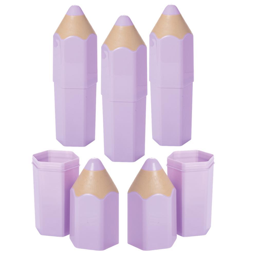 Kit 5 Organizadores Lápis Lilás 3D Lúdico Mesa Porta Objetos Porta Treco Present